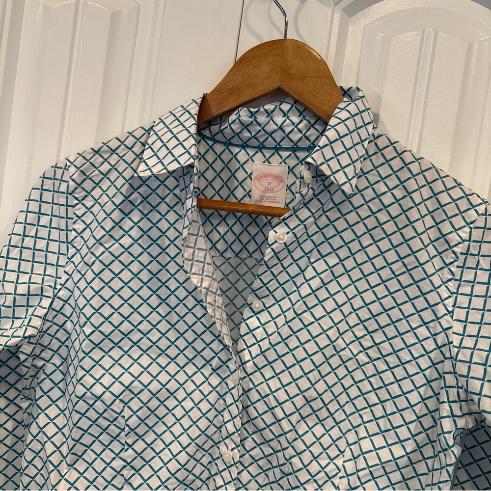Brooks Brothers White and Blue Button Down Shirt